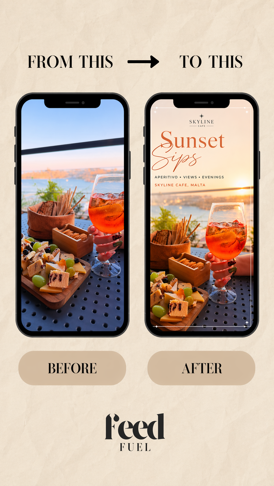 Before and after social media comparison